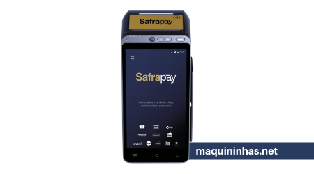 Maquininhas de Cartões SafraPay Smart POS QR Code NFC Bobina Safrawallet